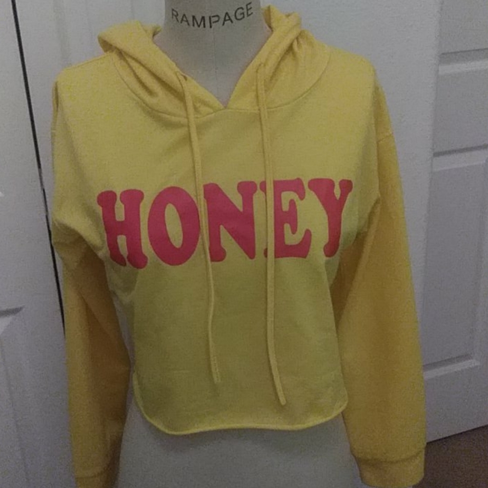 Yellow crop top hooded